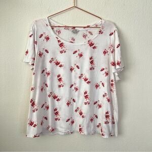 Lucky red floral print white tee t-shirt shirt sleeve